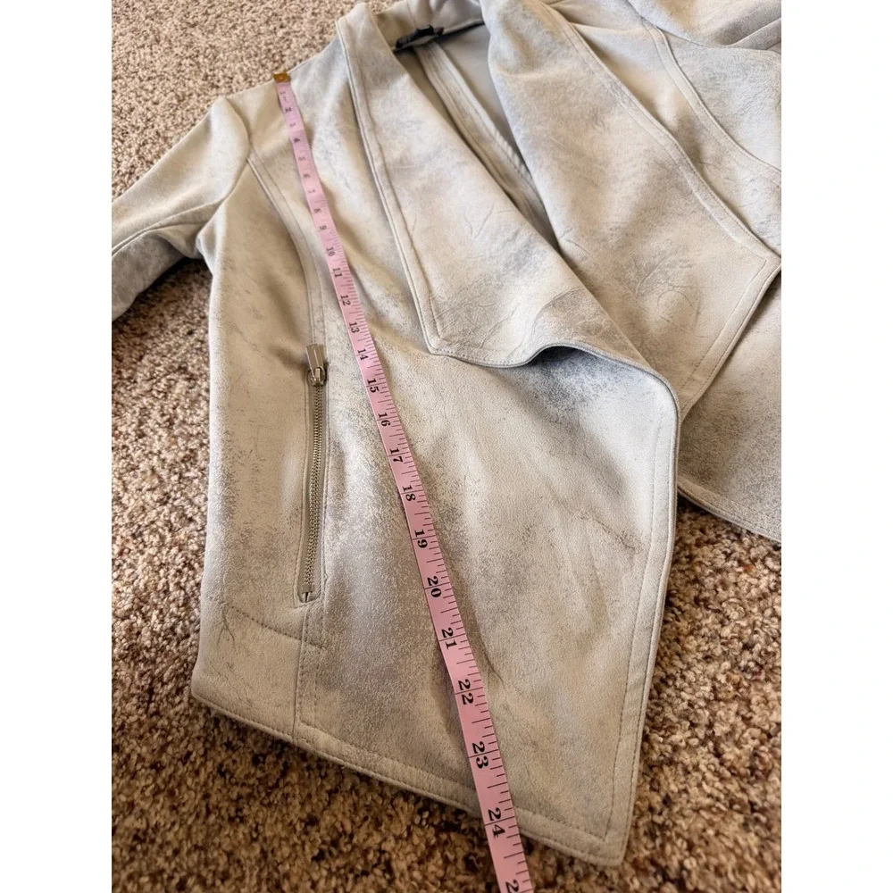 Jones New York Womens Gray Drape Front Faux Suede Jacket Size‎ S